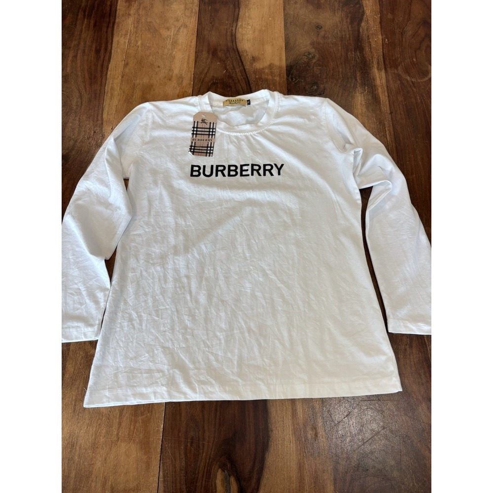 Burberry white tee shoutout style LYSW514S11301 womens' sz XL = USA size 10-12